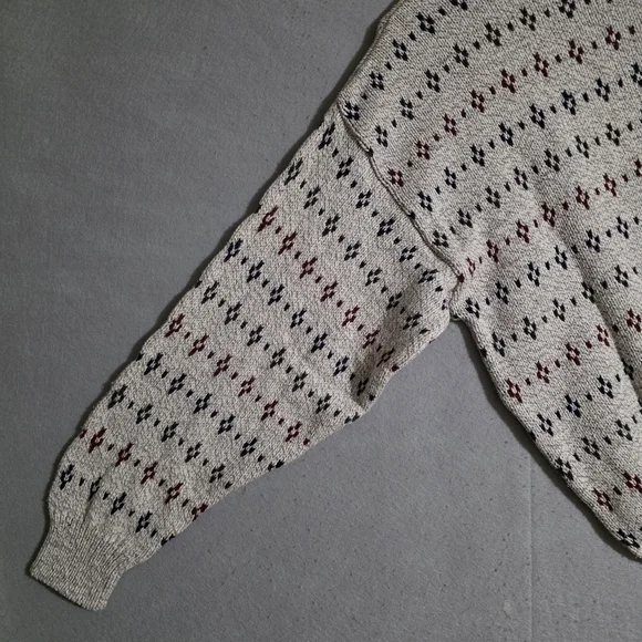 VTG NWT Fieldmaster 100% Cotton Geometric Fisherman Knit Sweater USA Size Large - Picture 11 of 11